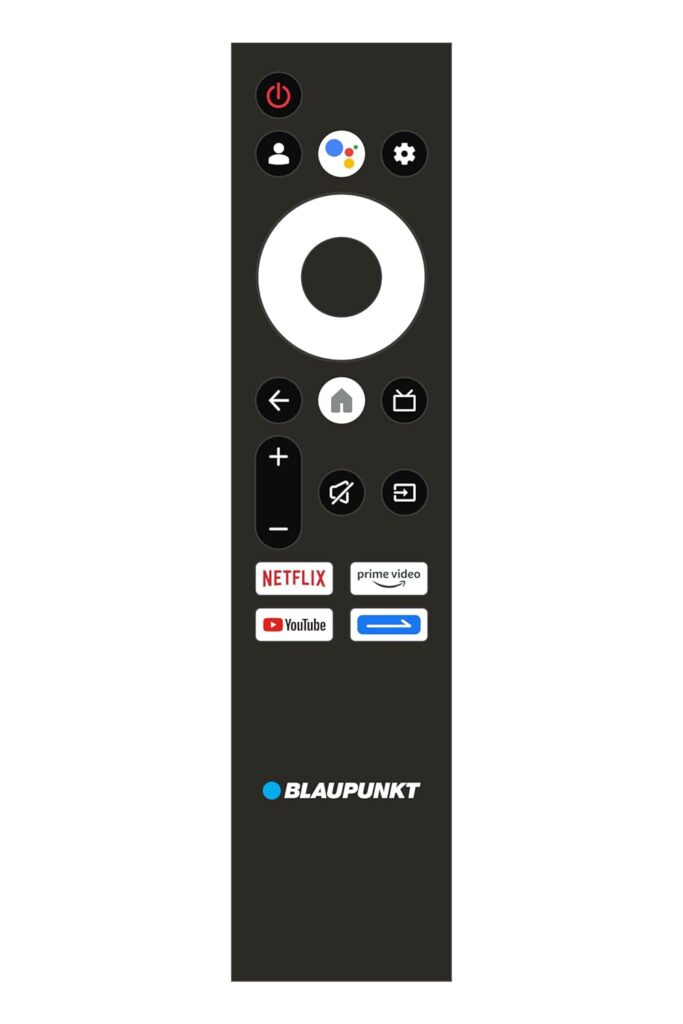 Blaupunkt 108 cm (43 inches) Quantum Dot Series 4K Ultra HD QLED Google TV 43QD7050 (Black) remote