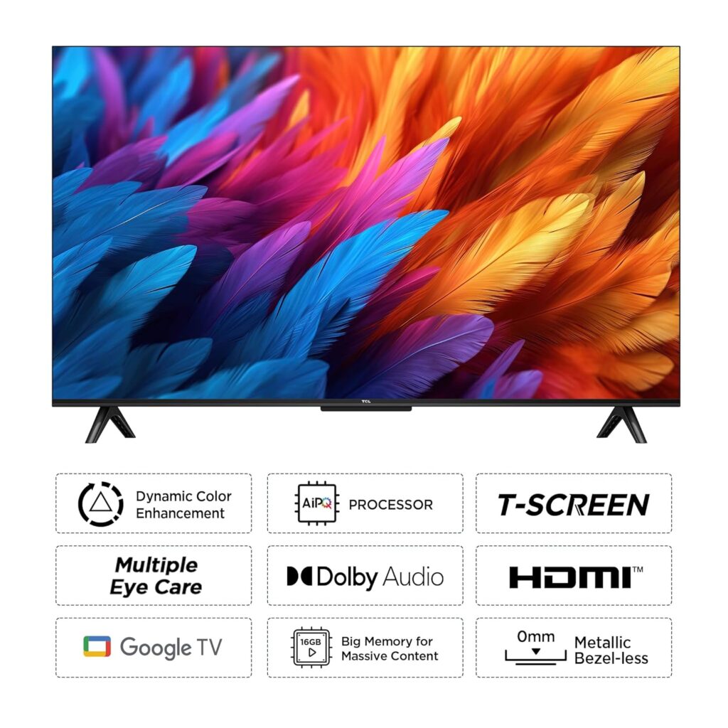 TCL 108 cm (43 inches) Metallic Bezel-Less Series 4K Ultra HD Smart LED Google TV 43V6B (Black)